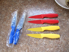 Colorful red yellow blue 3 1/2" Paring Non-Stick Cutting Knife Lot of 6 NEW