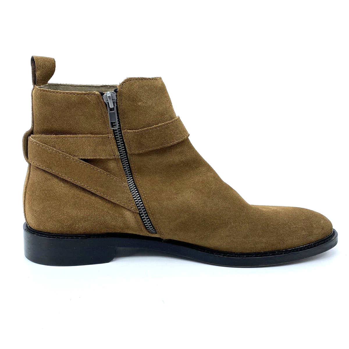 Mens 12 M Banana Republic Brown Suede Leather Side Zip Ankle  display picture 2
