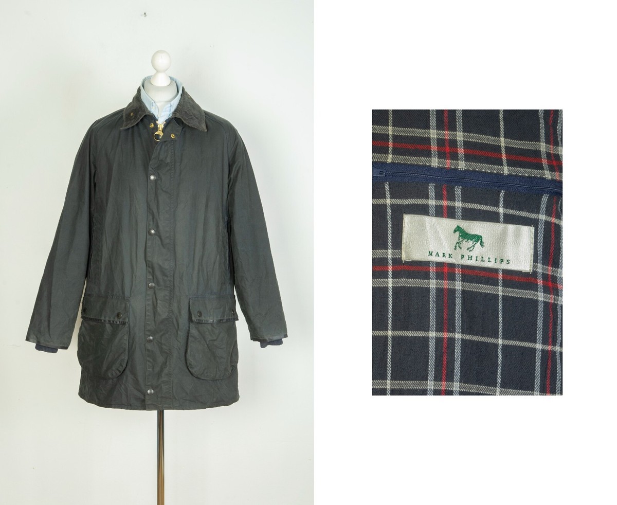 Barbour Mark Phillips Wax Cotton Blue Navy Jacket Size L | eBay