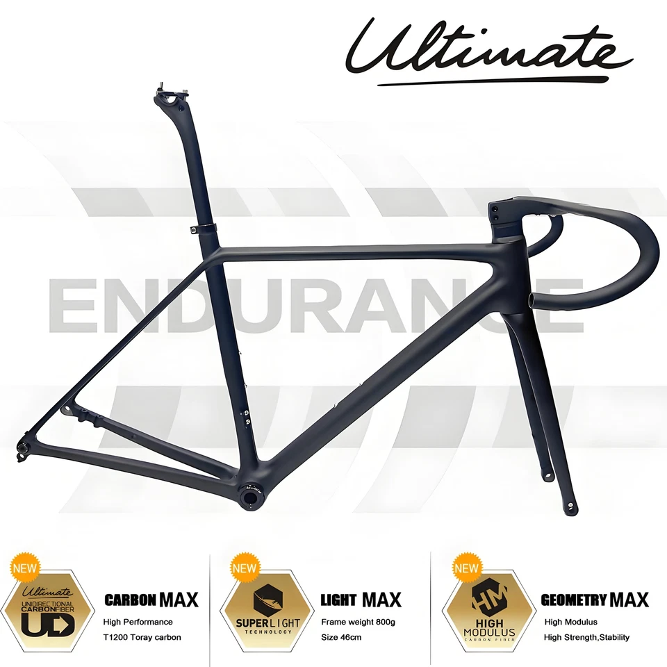 Airwolf T1200 Carbon Rennrad Rahmen Kohlefaser 700x32c Fahrrad 800g UDH - Bild 2 von 4