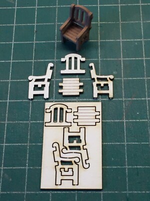 Laser Cut Chair Kit Baker's Dozen (13) for O Scale / 1/4'' = 1'-0'' Scale Diorama 