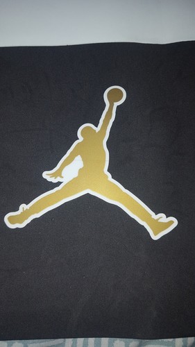 Air Jordan Classic Złota Wysoki połysk 8 cm Naklejka Jumpman 10/10 JAKOŚĆ! Oryginał - Zdjęcie 5 z 6