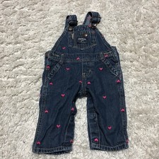 OshKosh Bgosh Vestbak 6 Months Overalls Heart Denim Girls 100 Cotton Bibs