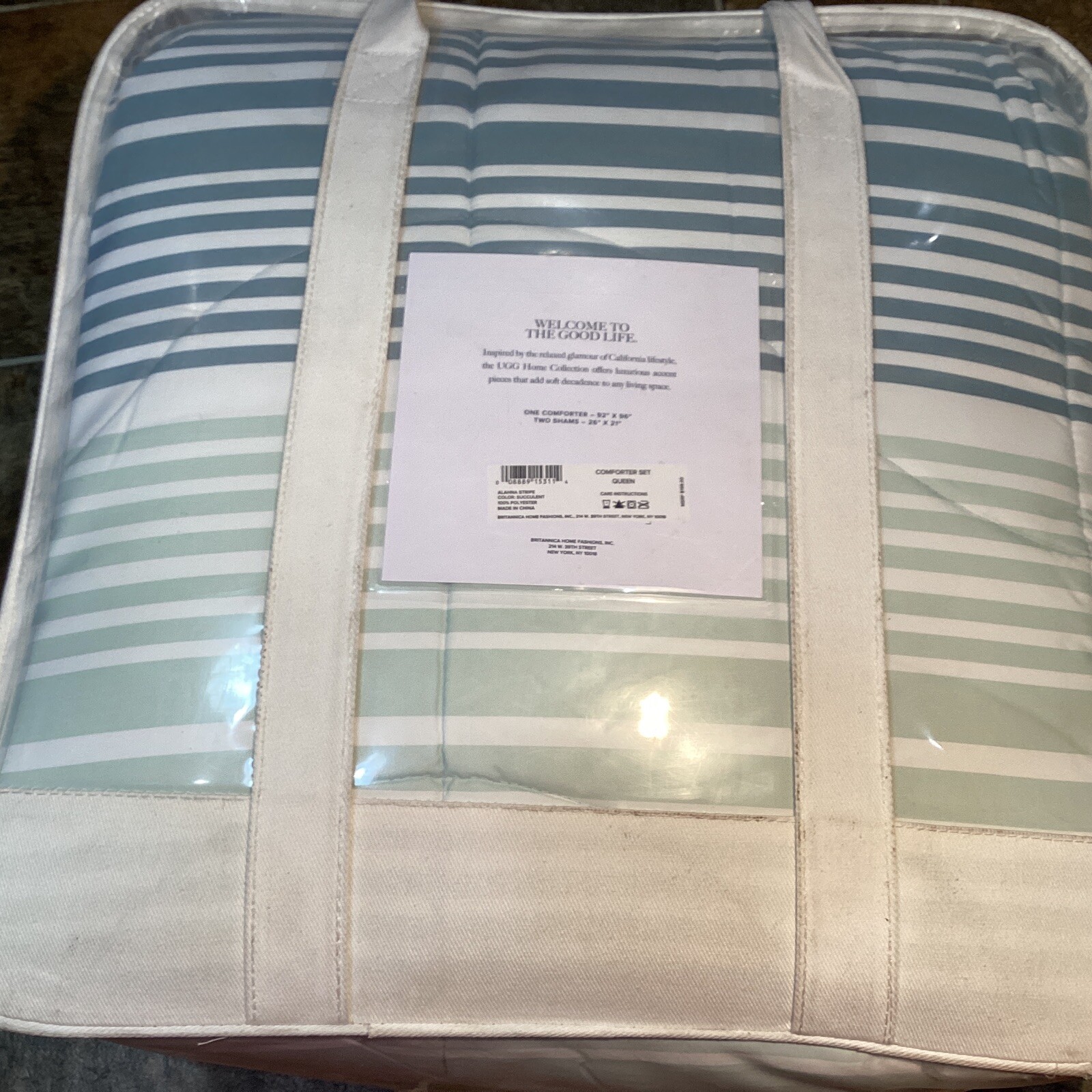 UGG ALAHNA Stripe/Queen Comforter Set/Color Succulent/AllSeason