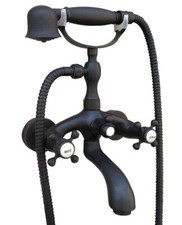 Oil Rubbed Bronze Wall Mount Clawfoot Bathtub Tub Filler Faucet with Hand Shower