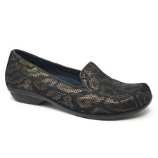 Dansko Olivia Loafers Shoes Womens Size 7.8-8 US 38 EU Black Bronze Snake Print