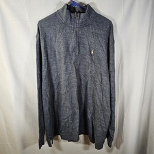 Polo Ralph Lauren Sweater Mens 2XL Estate Rib Gray Collared 1/4 Zip Pullover
