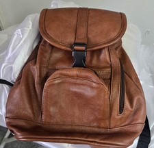 Brown Pebbled Backpack Buckle  Zipper Accents Adjustable Strap Outer Pocket