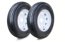 2 FC Trailer Tires with Rim ST205/75D15 6-Ply White Spoke Rim 5 Lug on 4.5"
