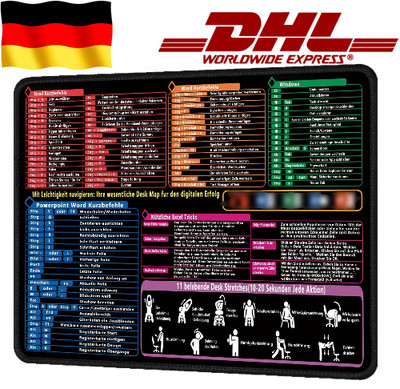 2x Mauspad 300*250*2 mm mit Excel Shortcuts Deutsch HD für Office Mouse pad DE