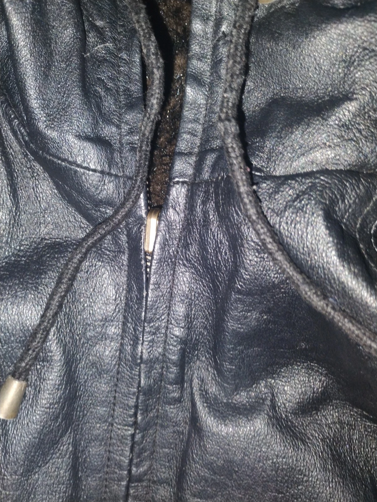 90s CHARLES KLEIN HOODED LEATHER PARKA COAT SIZE MEDIUM image 6