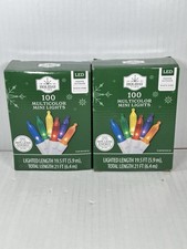 Lot Of 2 Holiday Time 100 Multicolor LED Mini Christmas Lights White Wire NEW