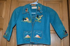 VTG Wool Hand Embroidered Toddler Coat S Mexican GUILLERMO GUEVARA YOUTH