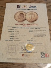 2024 D-day 80th GOLD PROOF Coin 2.75g Gold 9ct Heritage Coins (+ coa) 2360.47 per troy oz