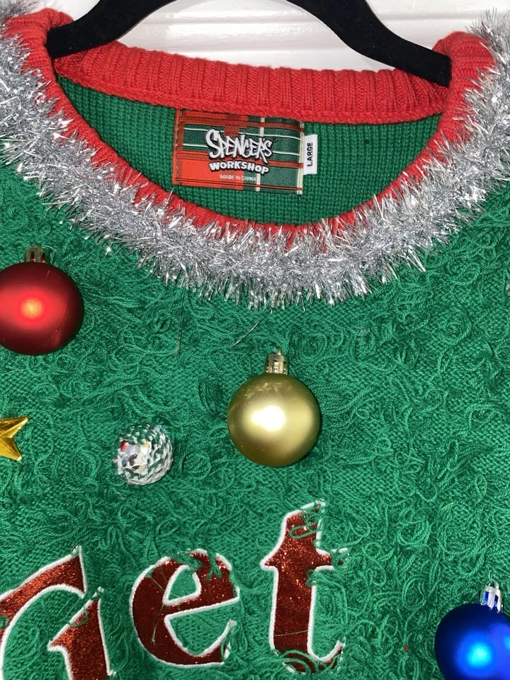 Spencers Workshop ENCENDER Feo Iluminar Navidad SUÉTER ADULTO UNISEX Grande Foto 3 de 4