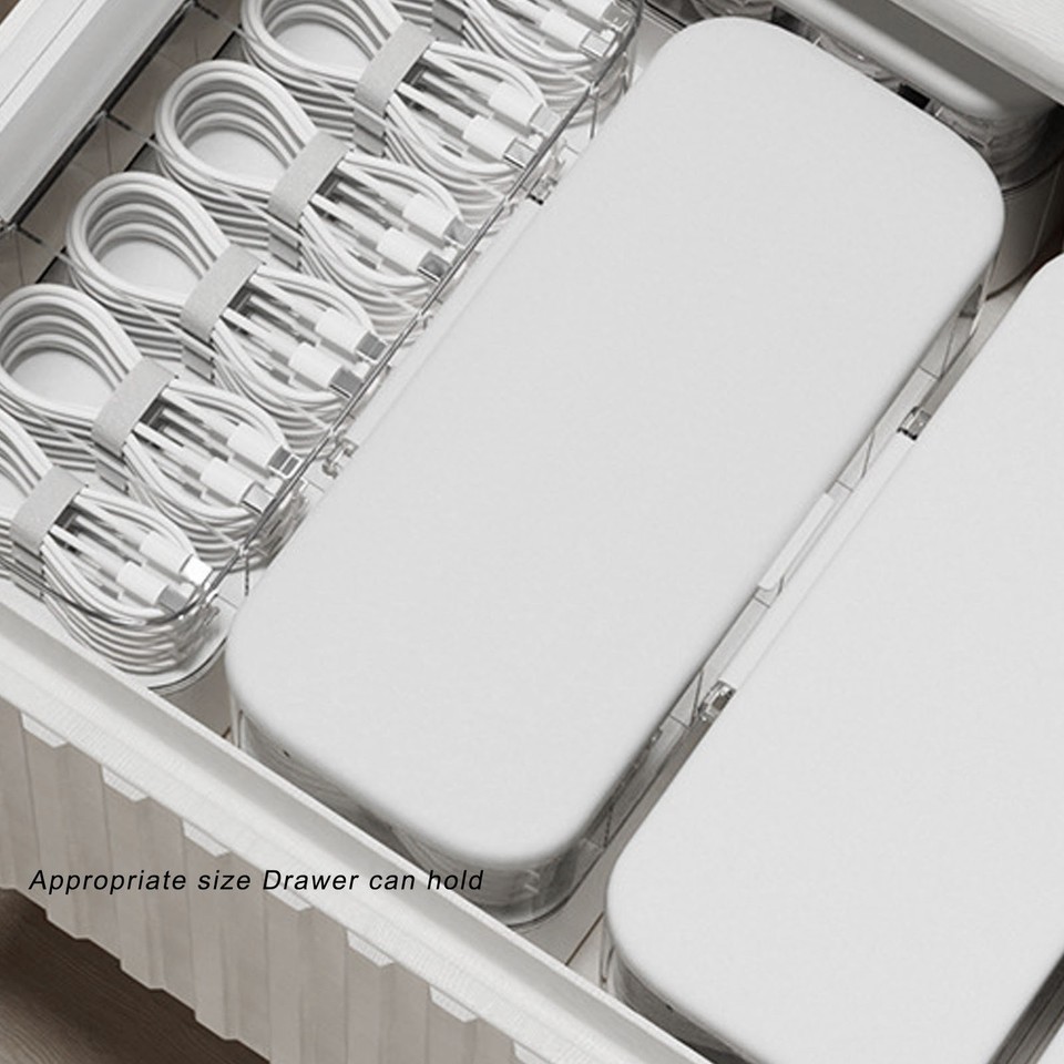 Desk Cable Organizer Box With Lid Charger Cord Storage Box For Drawer ...