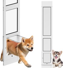 Sliding Glass Dog Door Insert Large 74-80in Patio Panel Magnetic Flap White