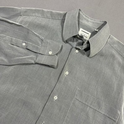 Lorenzini Shirt Neiman Marcus Italian Cotton Micro Pattern Grey Mens 15.5 39 R