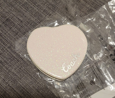 Coach Heart Compact Mirror - White Glitter