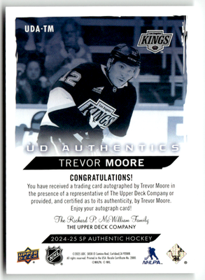 Upper Deck SP Authentic 2024-25 NHL No. UDA-TM Trevor Moore On
