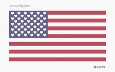 American Flag Hearts Needlepoint Kit or Canvas