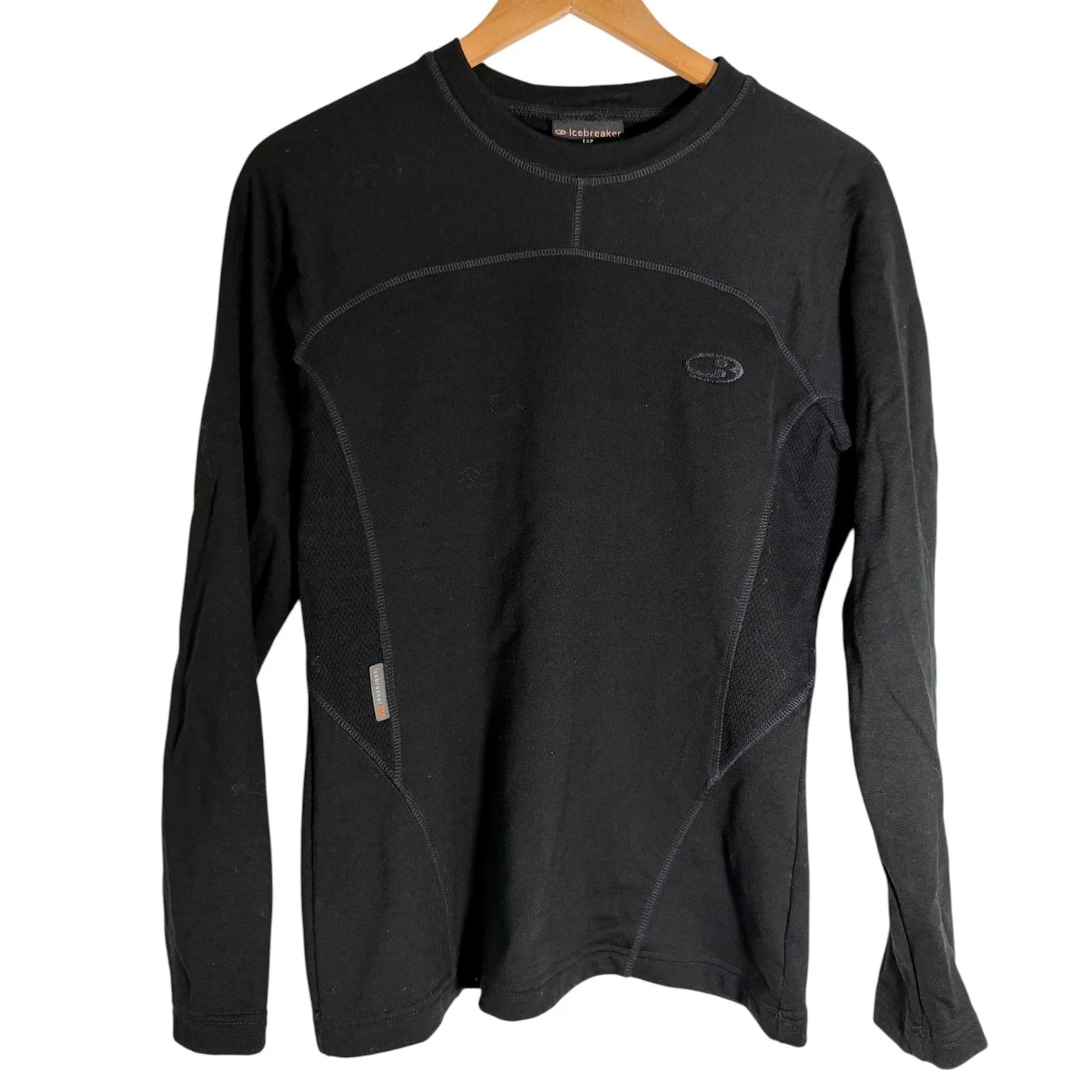 Icebreaker Women's 100% Pure Merino Wool Long Sleeve Base Layer Shirt Black LG