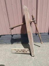 Antique Primitive Carpenters Wooden Work Bench Vice 1900s