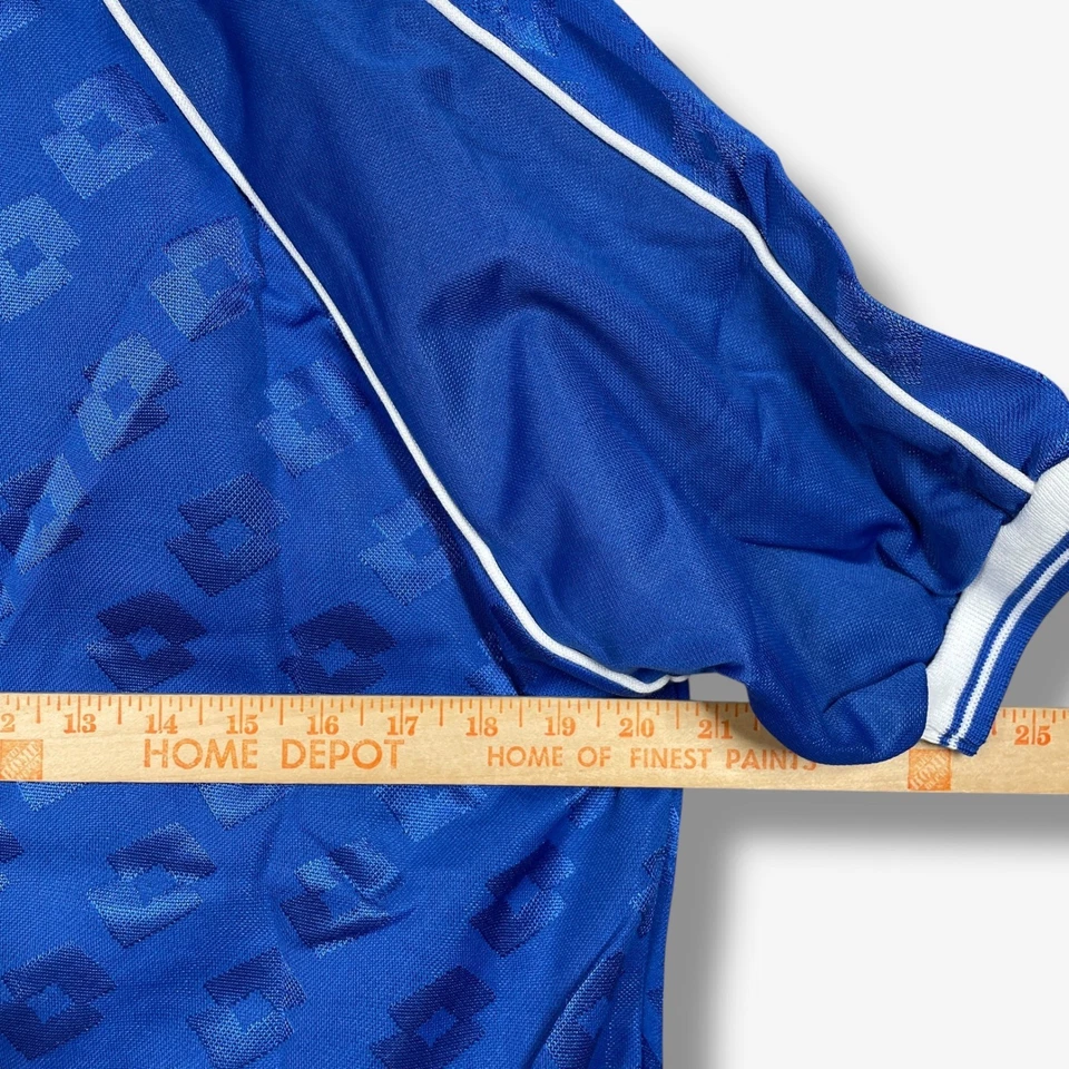 Vintage Lotto Italia Soccer Jersey Mens L Blue White Trim Patterned Retro NWT - Image 4 of 4
