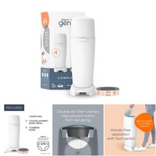 White Odor Controlling Antimicrobial Diaper Pail 8.36 Pound Refill Included