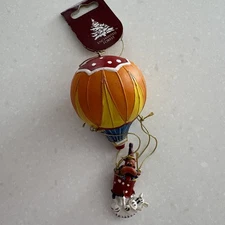 Enchanted Forest Christmas Ornament Hot Air Balloon Hippo & Zebra