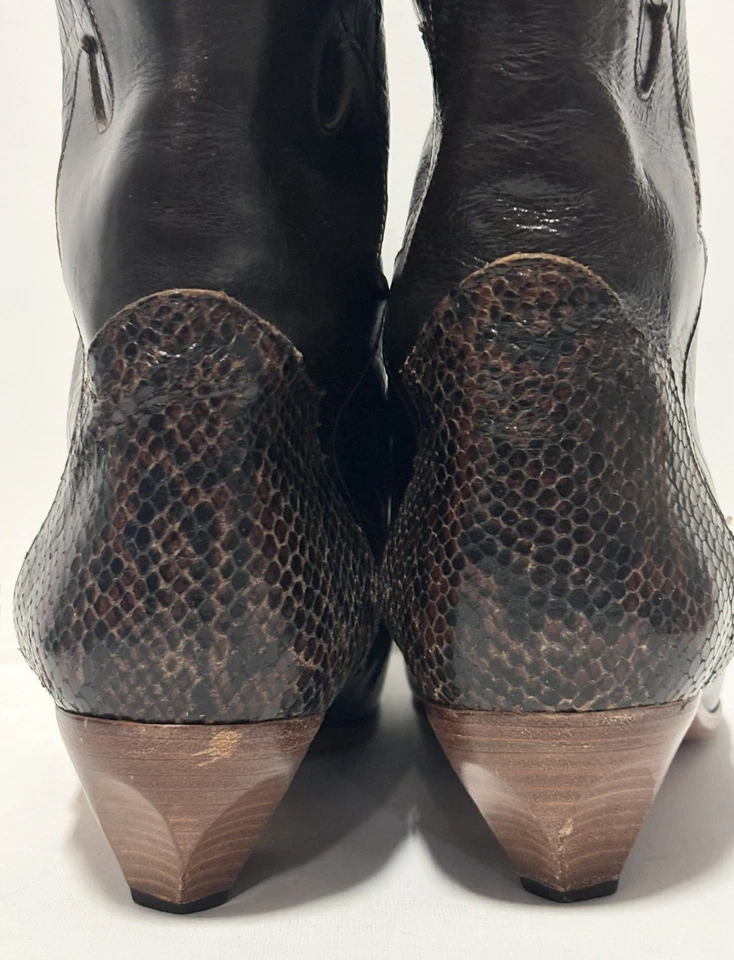 Botas vaqueras occidentales de cuero marrón Charles David para mujer talla 9,5 Foto 4 de 4