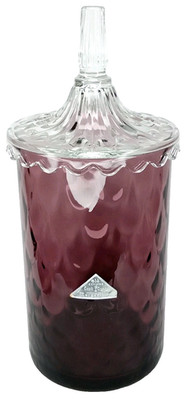 Vintage 1950s Morgantown Glass Candy Jar Purple With Foil Sticker New Arrival