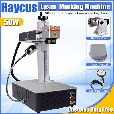 Raycus 50W 110*110mm Fiber Laser Marking machine Fit Lightburn & rotary axis