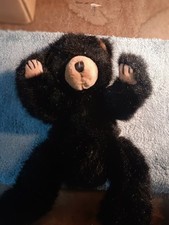 Russ Berrie Blacky Black Tan Sitting Bear Cuddly Soft Plush Stuffed Toy 7"