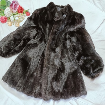 0206 Gold Saga Mink Fur Coat Long Genuine real vintage Women jacket brown