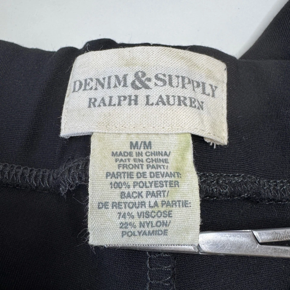 Legging DENIM & SUPPLY Ralph Lauren Mixed Media MED Negro Imitación Cuero Moto Gótico Foto 3 de 4