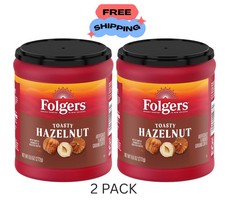(Pack of 2)Folgers Toasty Hazelnut Artificially Flavored Ground Coffee, 9.6 oz. 11.42 per pound