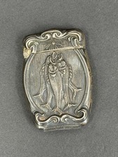 Antique Sterling Silver Vesta Case Art Nouveau Repousse Fisherman’s Catch RARE