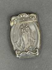 Antique Sterling Silver Vesta Case Art Nouveau Repousse Fisherman’s Catch RARE