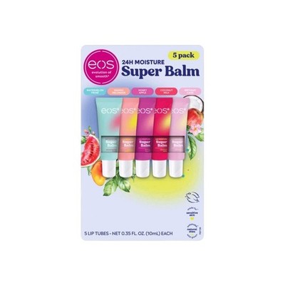 eos Super Balm Lip Gloss 5 Pk 24H Moisture Squeeze Tube Variety Set Shea Butter
