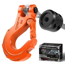Autmatch 38 Winch Hook With Grade 70 Safety Latch For Off-road Orange