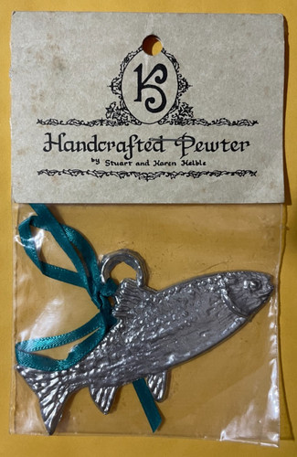 Vintage K&S Lead-Free Handcrafted Pewter Fish Christmas Holiday Ornament MIP HTF