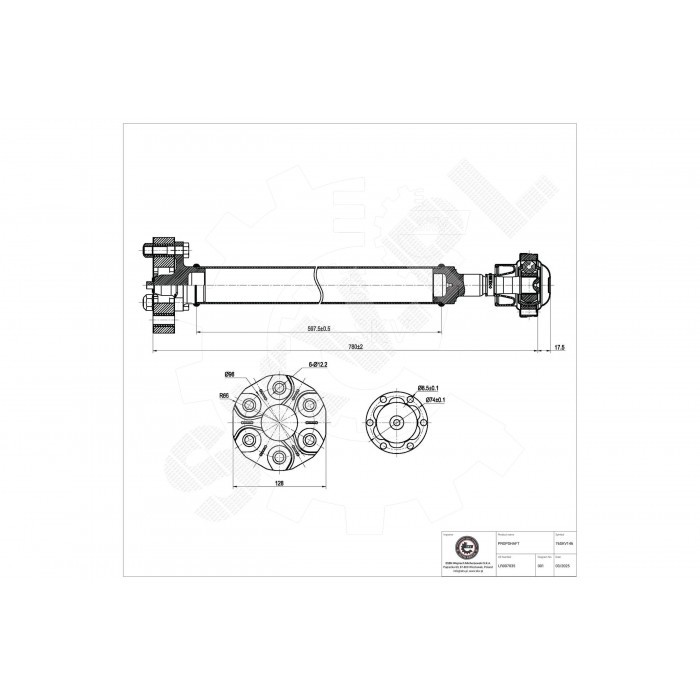 Cardan de transmission Range Rover III anti-jeu mécanique LR008102 acier