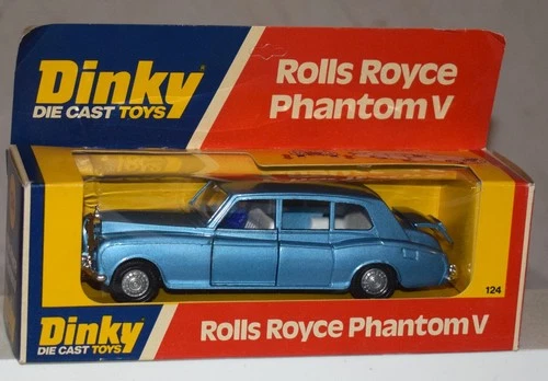 Vintage Dinky No. 124 Rolls Royce Phantom V Car Blue in Box - Diecast
