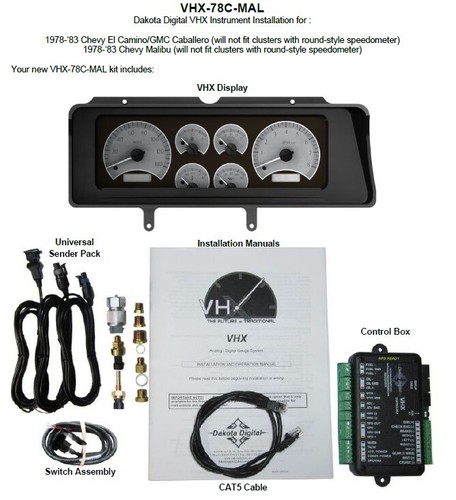 Dakota Digital 78-83 Chevy Malibu El Camino Analog Gauge System VHX-78C-MAL-S-W - Picture 4 of 4