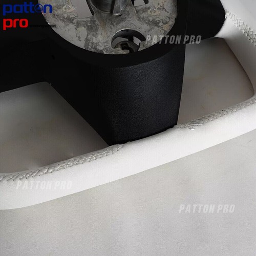 Yoke Steering Wheel White Leather for 2016+ Tesla Model 3 Model Y with Heated - Picture 11 of 12