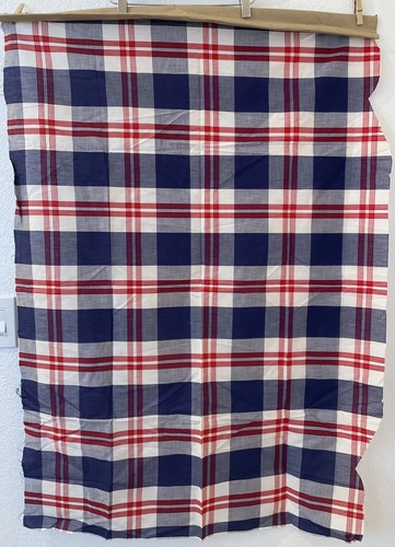 By 30”x45”w, Vintage, Red Blue & White Plaid Cotton Shirting - Picture 4 of 6