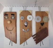 Mixed Media Home Wall Decor Folk Art 3 piece set