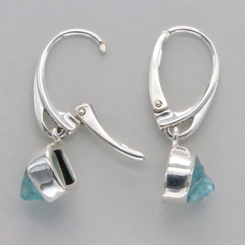 Natural Raw Cut Blue APATITE Earrings Rough Cut - 925 STERLING SILVER #901-De - Picture 3 of 9
