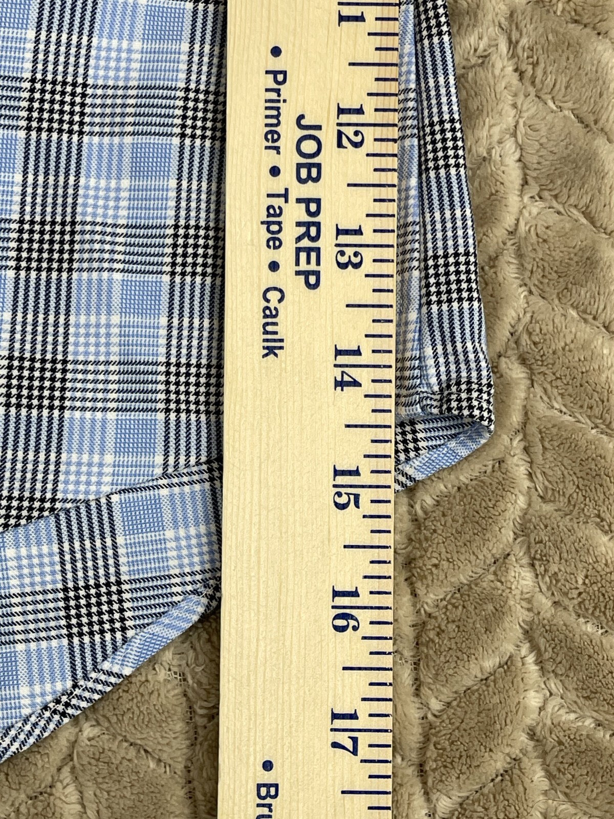 Nordstrom Shirt Men 16-32/33 Blue Plaid Tech Smart Trim Fit Long Sleeve Button